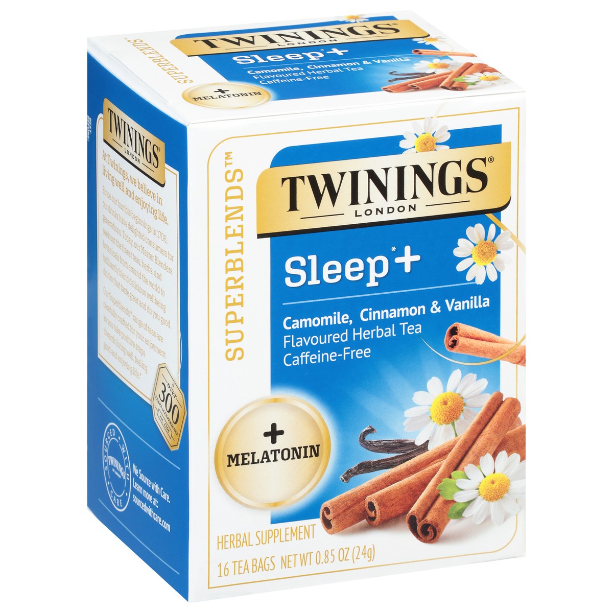 slide 3 of 9, Twinings Superblends Caffeine-Free Camomile, Cinnamon & Vanilla Flavoured Herbal Tea 0.85 oz, 0.85 oz