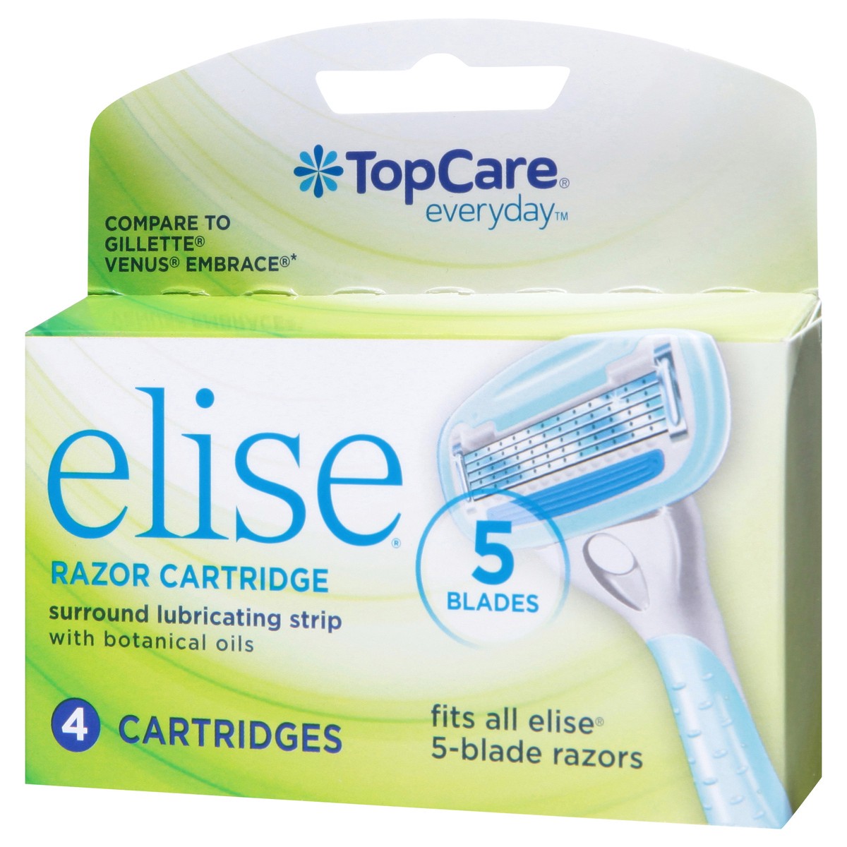 slide 3 of 9, TopCare Razor Cartidge 5-Blade Elise Women's, 4 ct