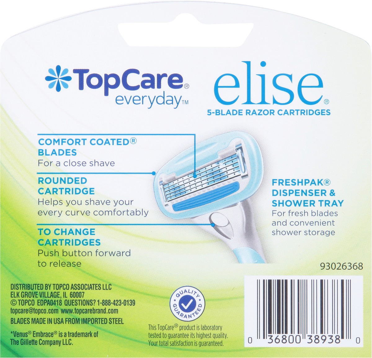 slide 5 of 9, TopCare Razor Cartidge 5-Blade Elise Women's, 4 ct