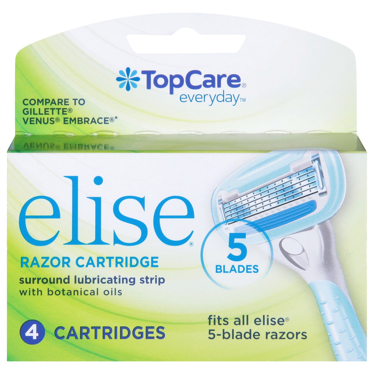 slide 1 of 9, TopCare Razor Cartidge 5-Blade Elise Women's, 4 ct