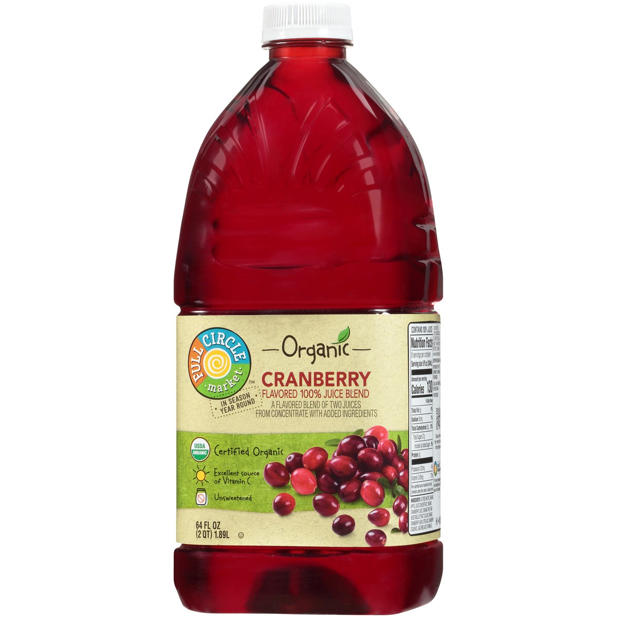 slide 9 of 9, Full Circle Market Cranberry Flavored 100% Juice Blend - 64 fl oz, 64 fl oz