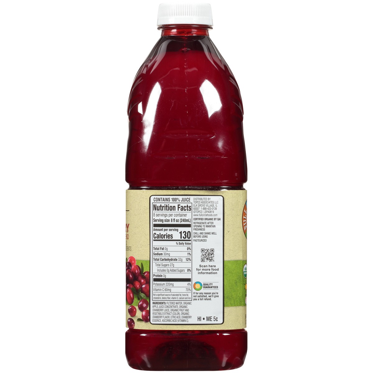 slide 8 of 9, Full Circle Market Cranberry Flavored 100% Juice Blend - 64 fl oz, 64 fl oz