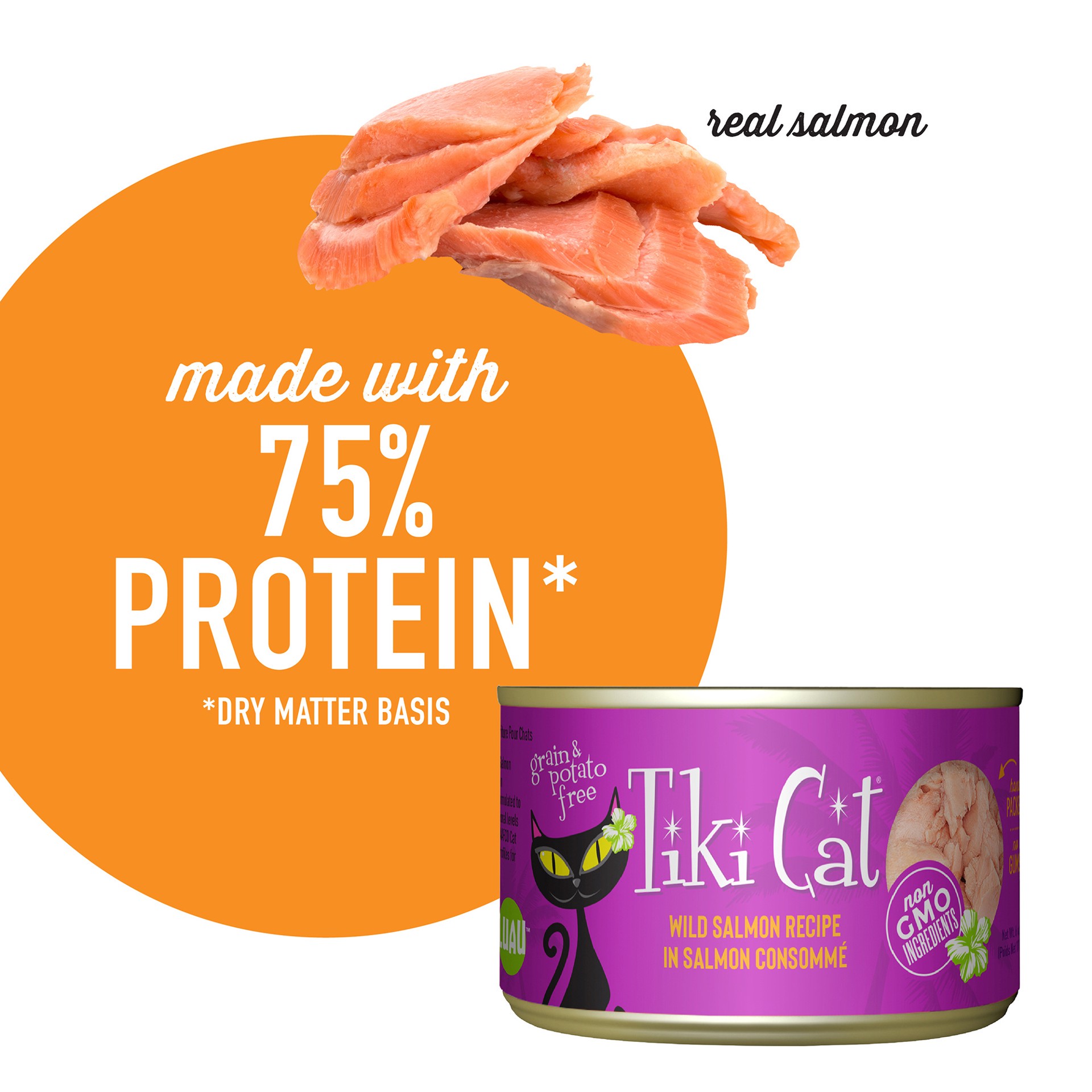 slide 2 of 7, Tiki Cat Luau Wet Cat Food, Wild Salmon, 6 oz. Can, 6 oz
