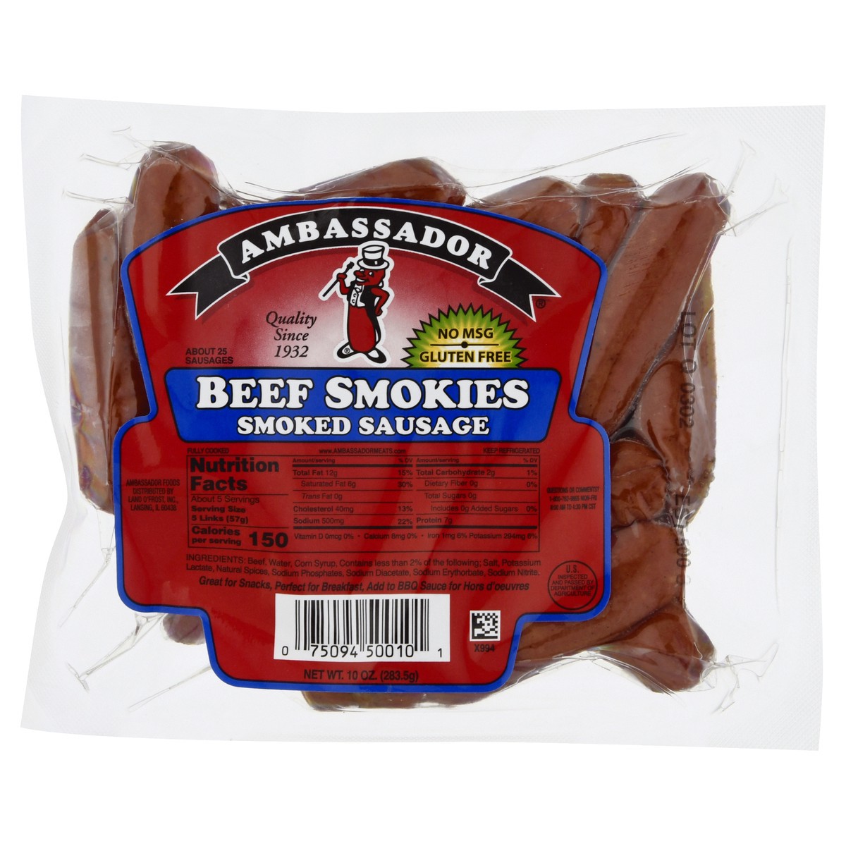 slide 12 of 13, Ambassador Beef Little Smokies, 10 oz