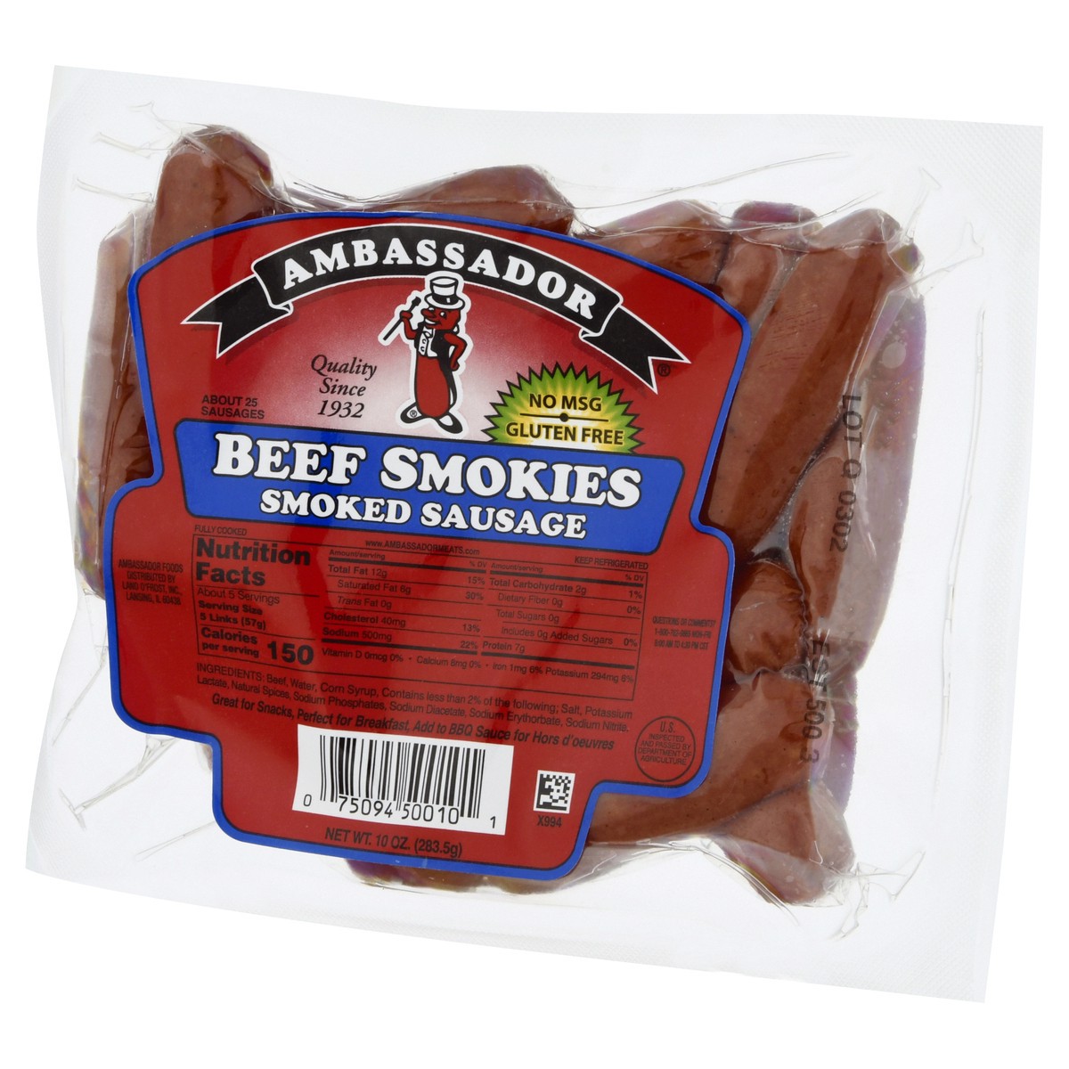 slide 2 of 13, Ambassador Beef Little Smokies, 10 oz
