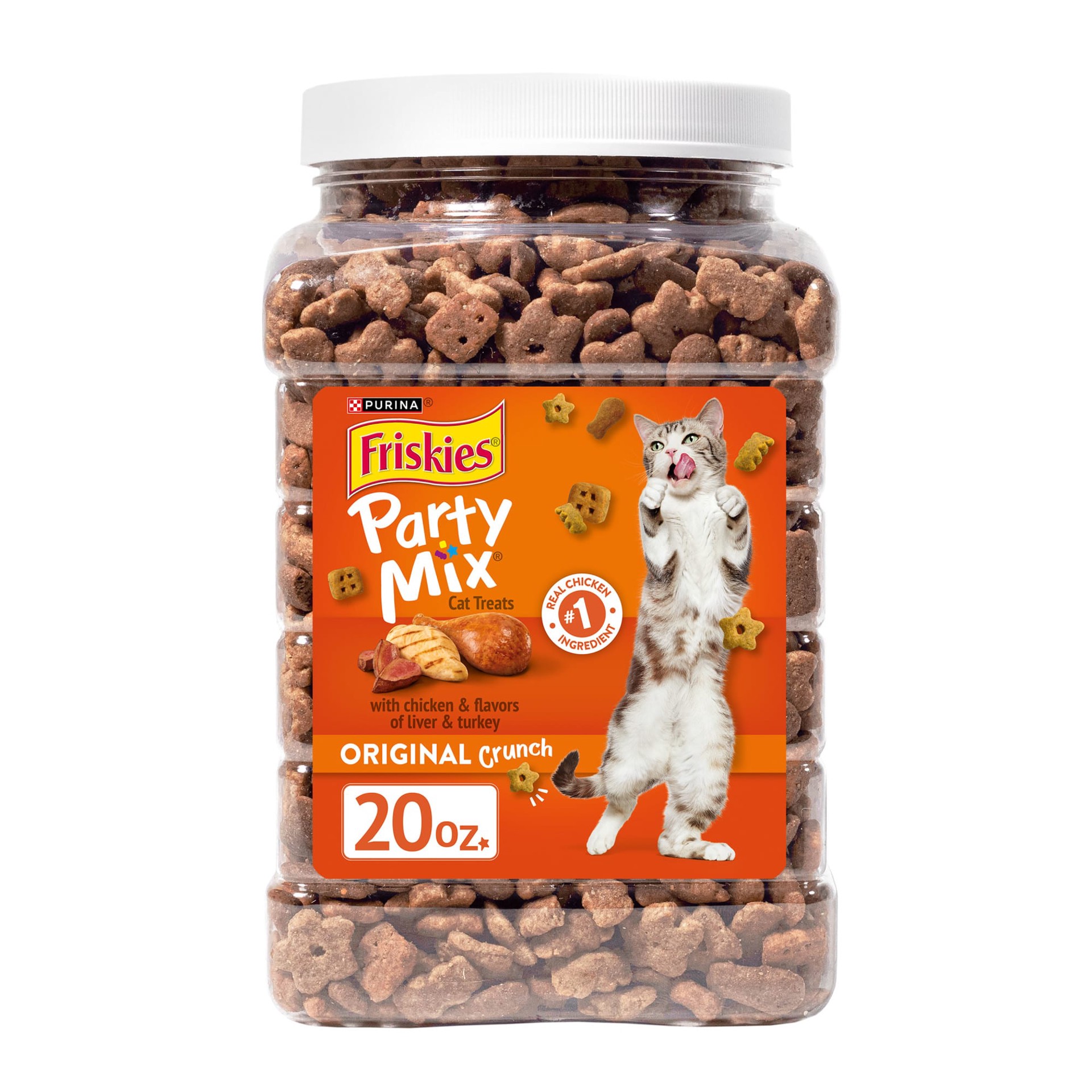 slide 1 of 9, Friskies Purina Friskies Cat Treats, Party Mix Original Crunch, 20 oz