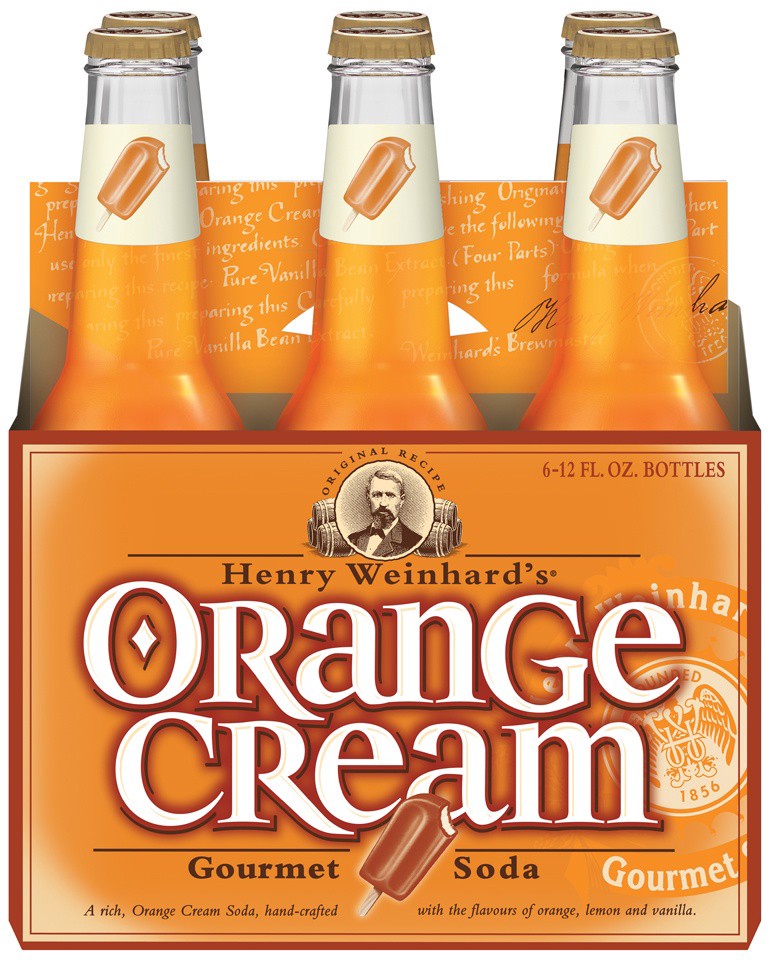slide 1 of 9, Henry Weinhard's Orange Cream Gourmet Soda, 6 Pack, 12 fl. oz. Bottles, 6 ct; 12 oz