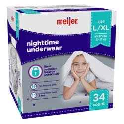 Meijer Nighttime Underwear L/xl, 34 Ct