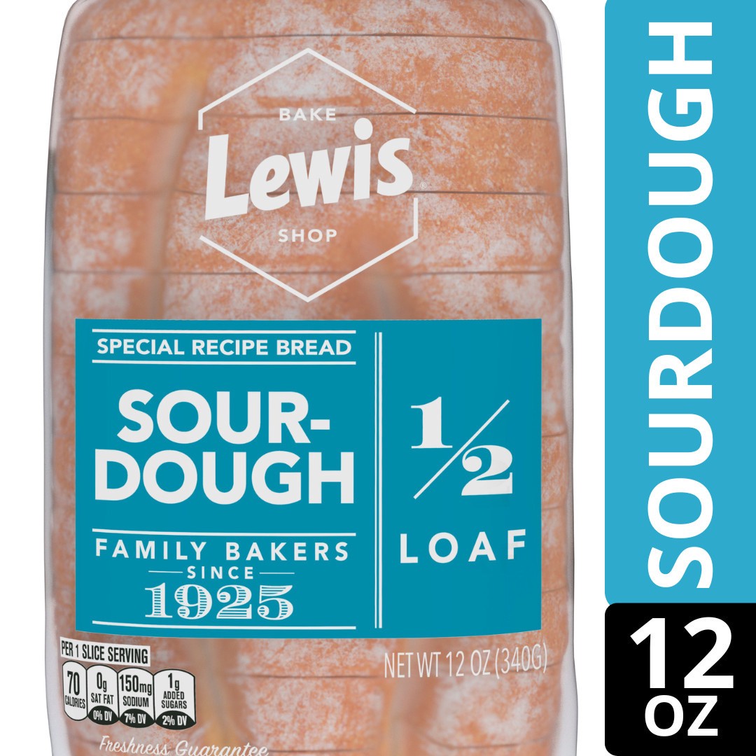 slide 1 of 9, Lewis Bakeries Sourdough Half Loaf Bread, 1/2 Loaf, 12 oz, 12 oz