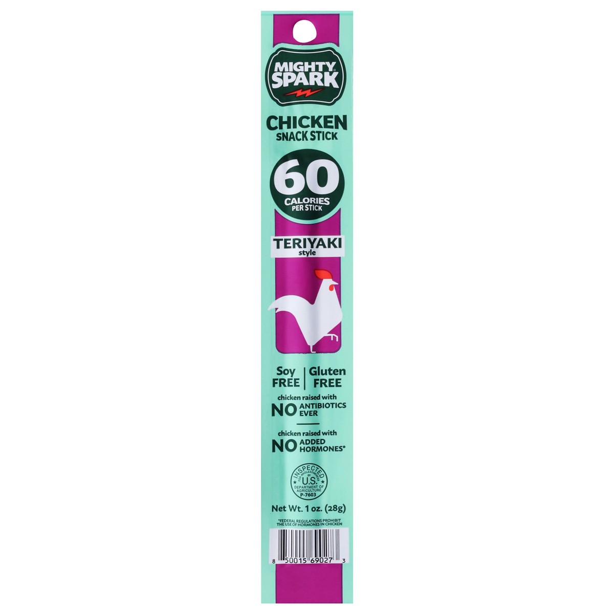 slide 1 of 14, Mighty Spark Teriyaki Style Chicken Snack Stick 1 oz, 1 oz