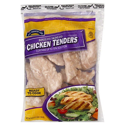 slide 1 of 1, Hill Country Fare Boneless Skinless Chicken Tenders Frozen, 48 oz