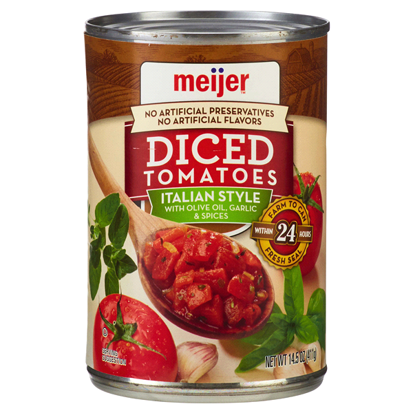 slide 1 of 1, Meijer Italian Style With Basil & Oregano Diced Tomatoes, 14.5 oz