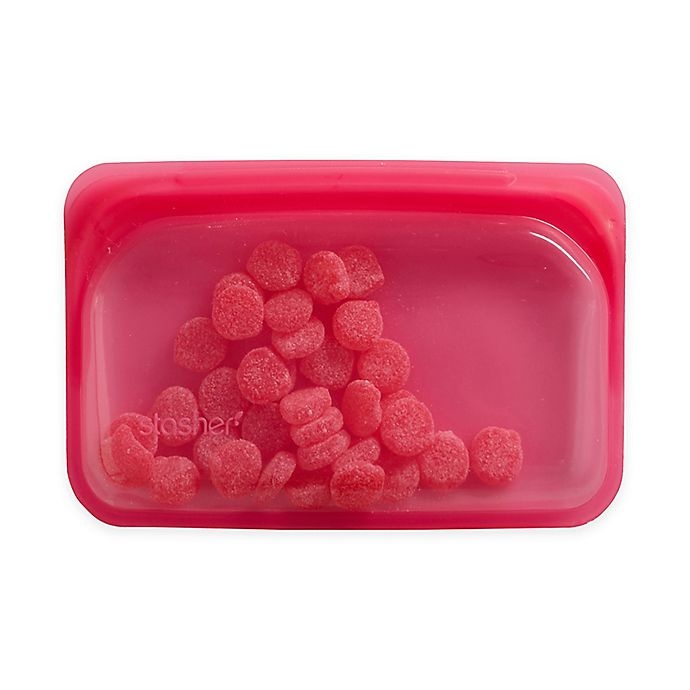 slide 1 of 6, Stasher Silicone Reusable Snack Bag - Raspberry, 9.9 oz