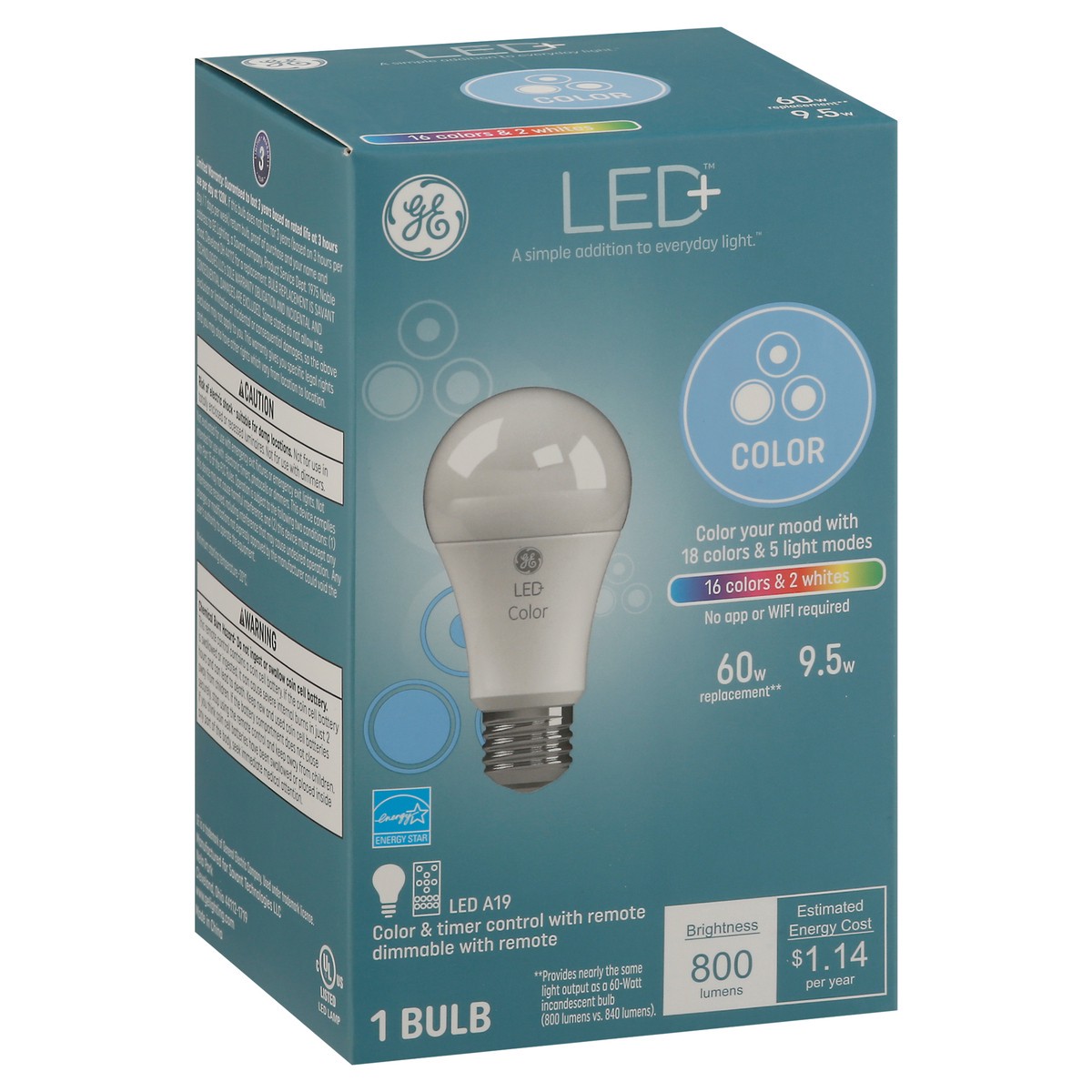 slide 7 of 9, GE 9.5 Watts Color LED+ Light Bulb 1 ea, 1 ct