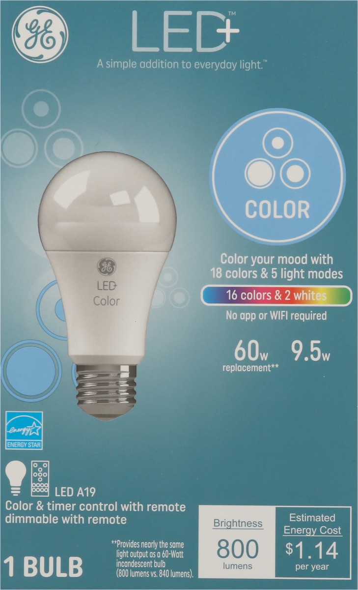 slide 4 of 9, GE 9.5 Watts Color LED+ Light Bulb 1 ea, 1 ct