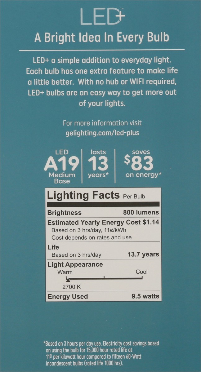 slide 2 of 9, GE 9.5 Watts Color LED+ Light Bulb 1 ea, 1 ct