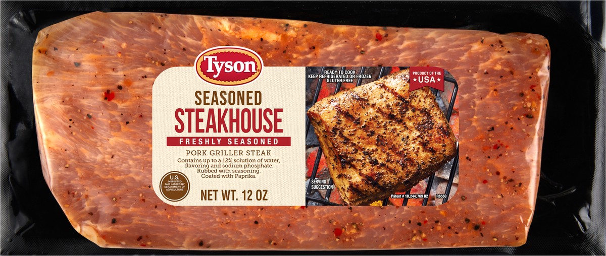 slide 2 of 3, Tyson Pork Griller Steak, Steakhouse Marinade, 12 oz