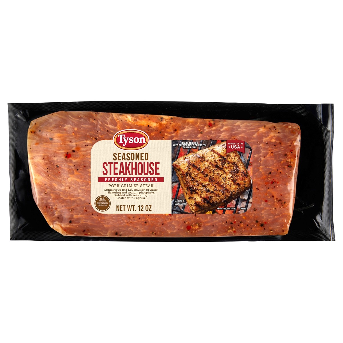 slide 1 of 3, Tyson Pork Griller Steak, Steakhouse Marinade, 12 oz