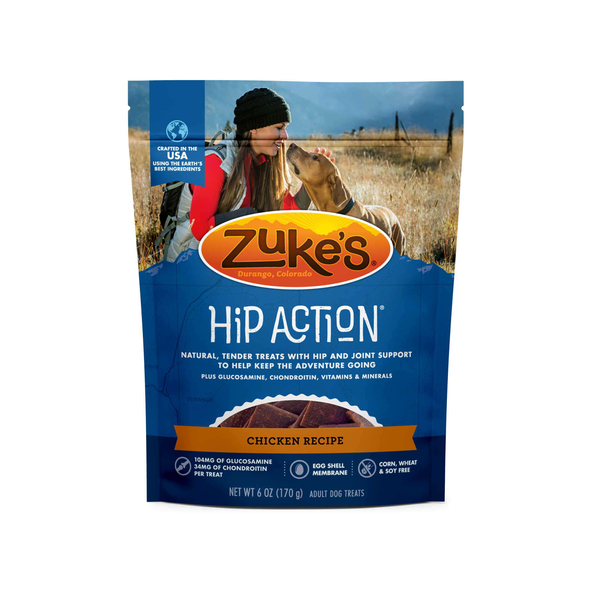 slide 1 of 3, ZUKES Zuke''s Hip Action Hip & Joint Dog Treats Chicken Recipe - 6 oz Bag, 6 oz