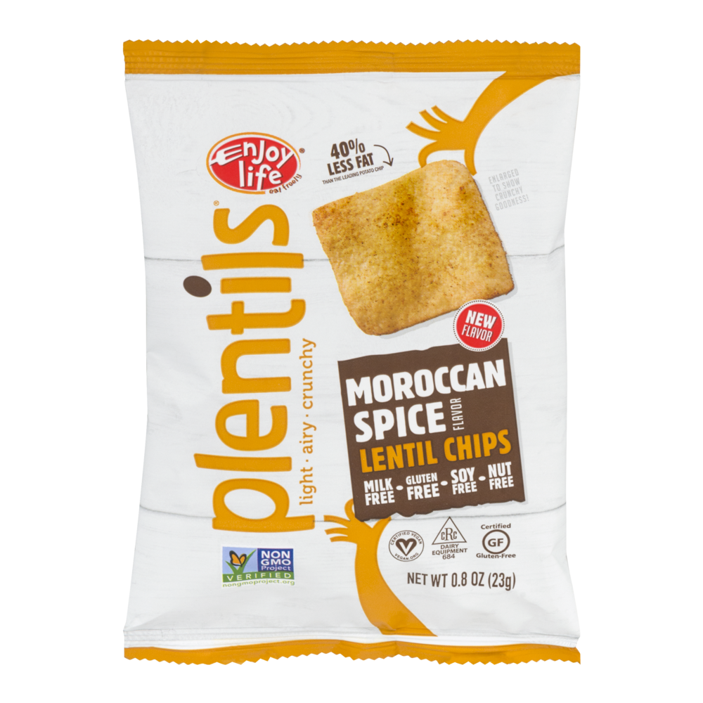 slide 1 of 3, Enjoy Life Plentils Moroccan Spice Lentil Chips, 0.8 oz