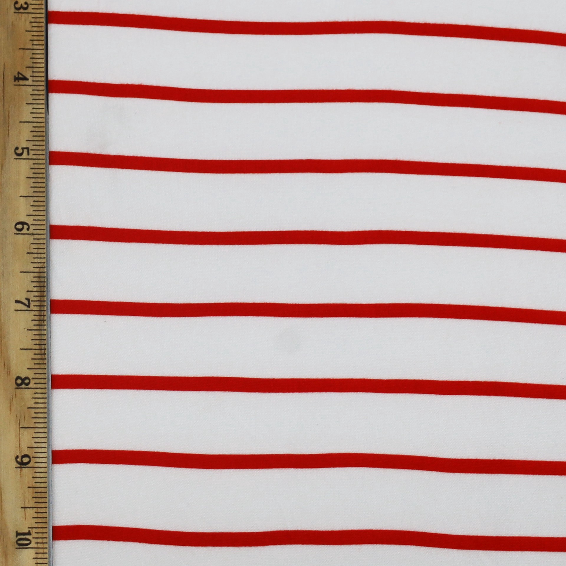 slide 3 of 3, Fabric Merchants Red & White Stripes Double Brushed 4-Way Stretch Fabric, 60 in