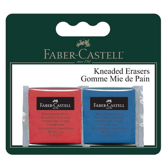 slide 1 of 4, Faber-Castell Red & Blue Kneaded Erasers Set, 2 erasers