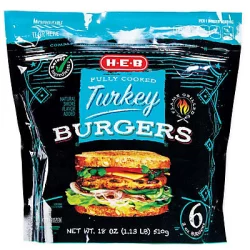 H-E-B Select Ingredients Fully Cooked Turkey Burgers