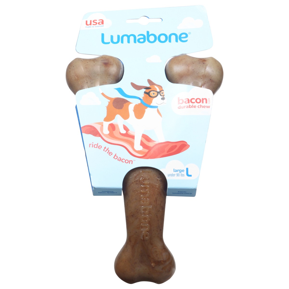 slide 1 of 16, LumaBone Large Bacon Durable Chew 1 ea, LG