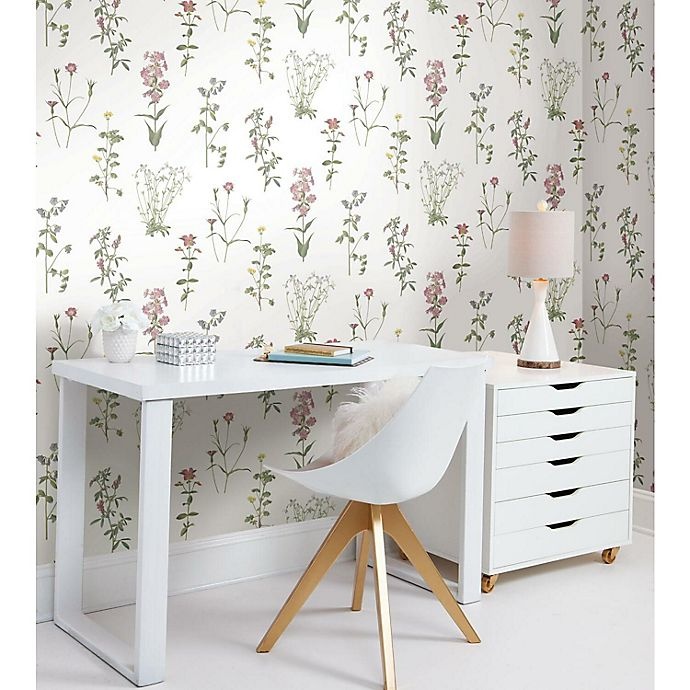 slide 1 of 9, RoomMates Botanical Print Peel & Stick Wallpaper - Green/Pink, 1 ct