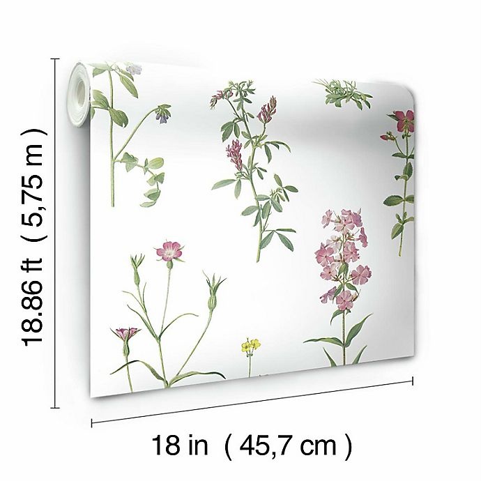 slide 8 of 9, RoomMates Botanical Print Peel & Stick Wallpaper - Green/Pink, 1 ct