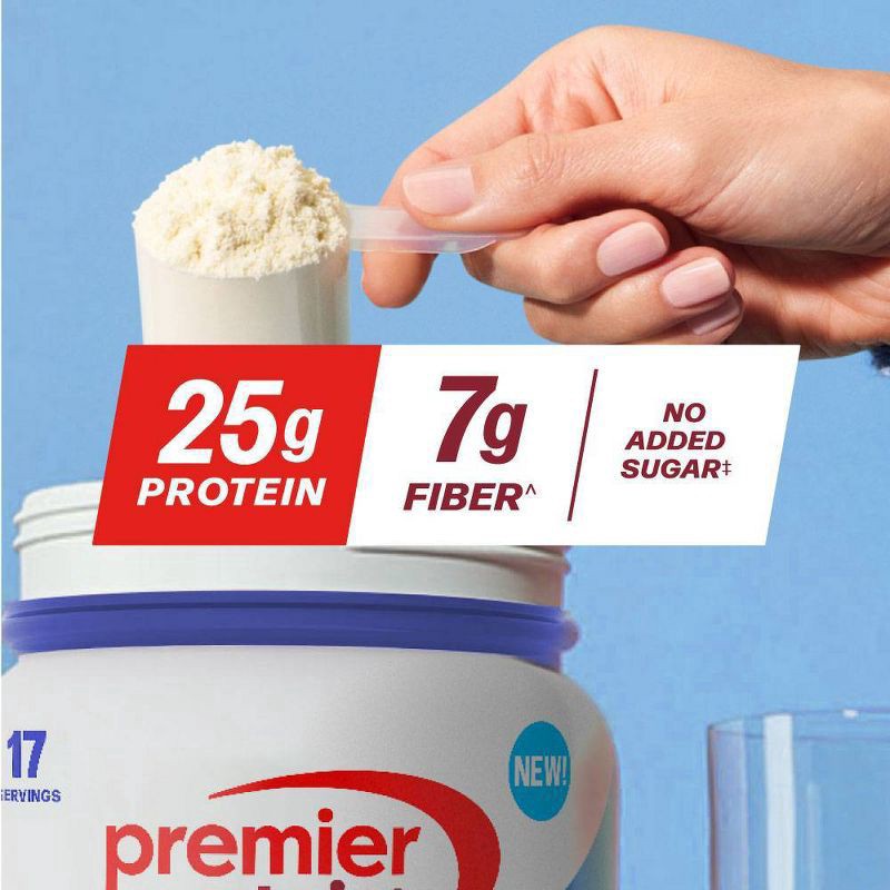slide 2 of 8, Premier Protein Vanilla Plus Fiber Powder, 23.3 oz