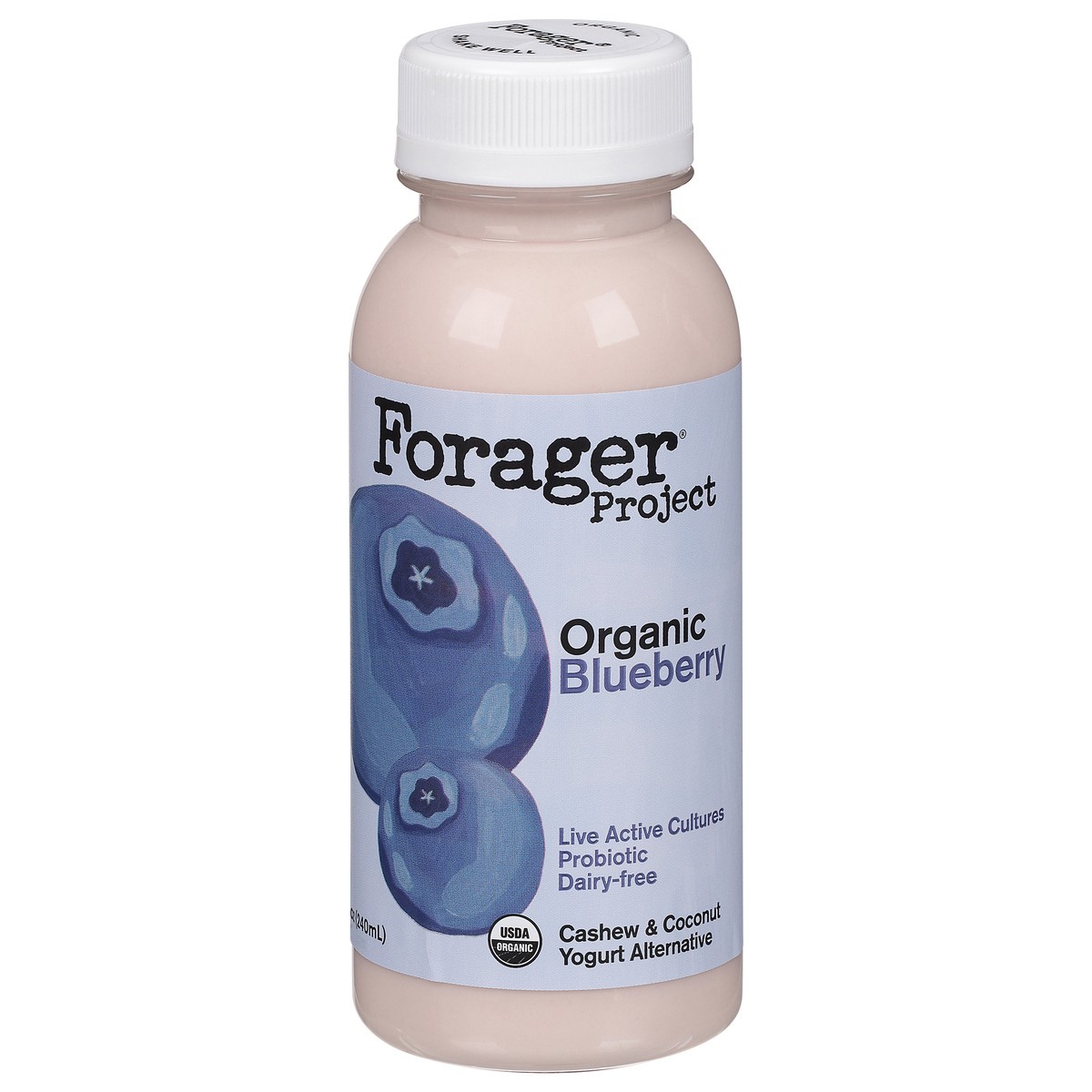 slide 1 of 9, Forager Project Organic Dairy-Free Probiotic Blueberry Yogurt Alternative 8 fl oz, 8 oz