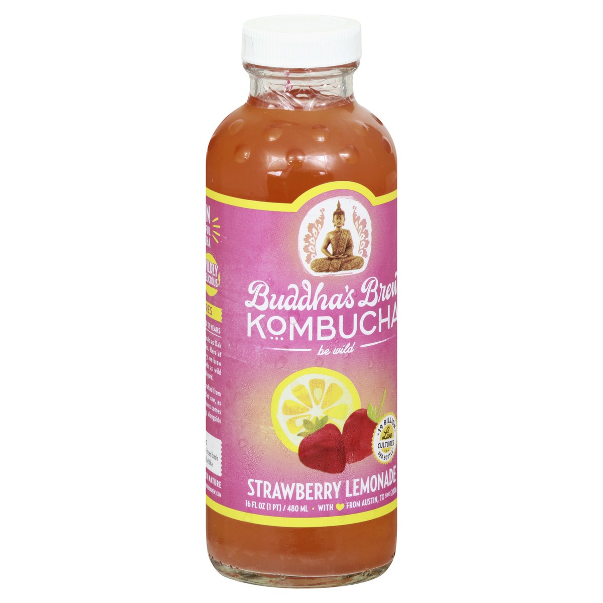 slide 2 of 11, Buddha's Brew Strawberry Lemonade Kombucha - 16 oz, 16 oz