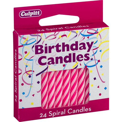 slide 5 of 8, DecoPac Pink Spiral Candles, 24 ct