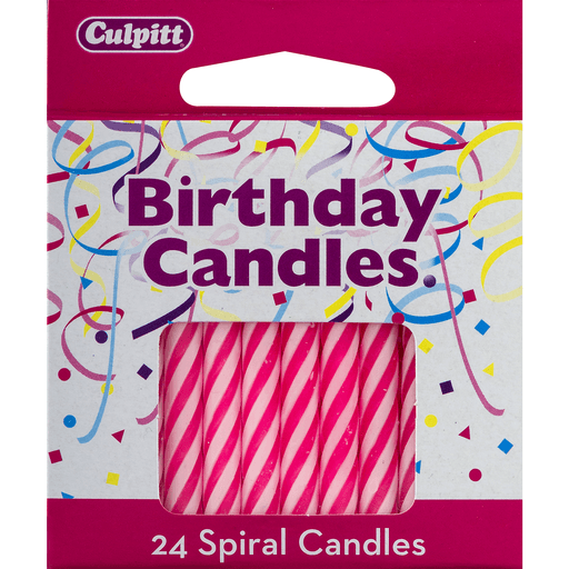 slide 4 of 8, DecoPac Pink Spiral Candles, 24 ct
