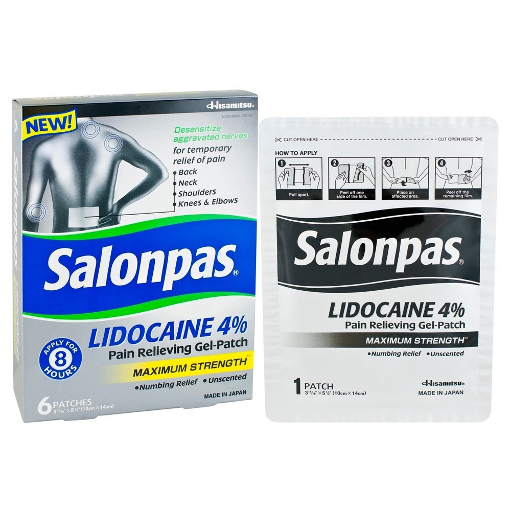 slide 2 of 3, Salonpas Lidocaine 4% Pain Relieving Gel Patch - 6ct, 6 ct