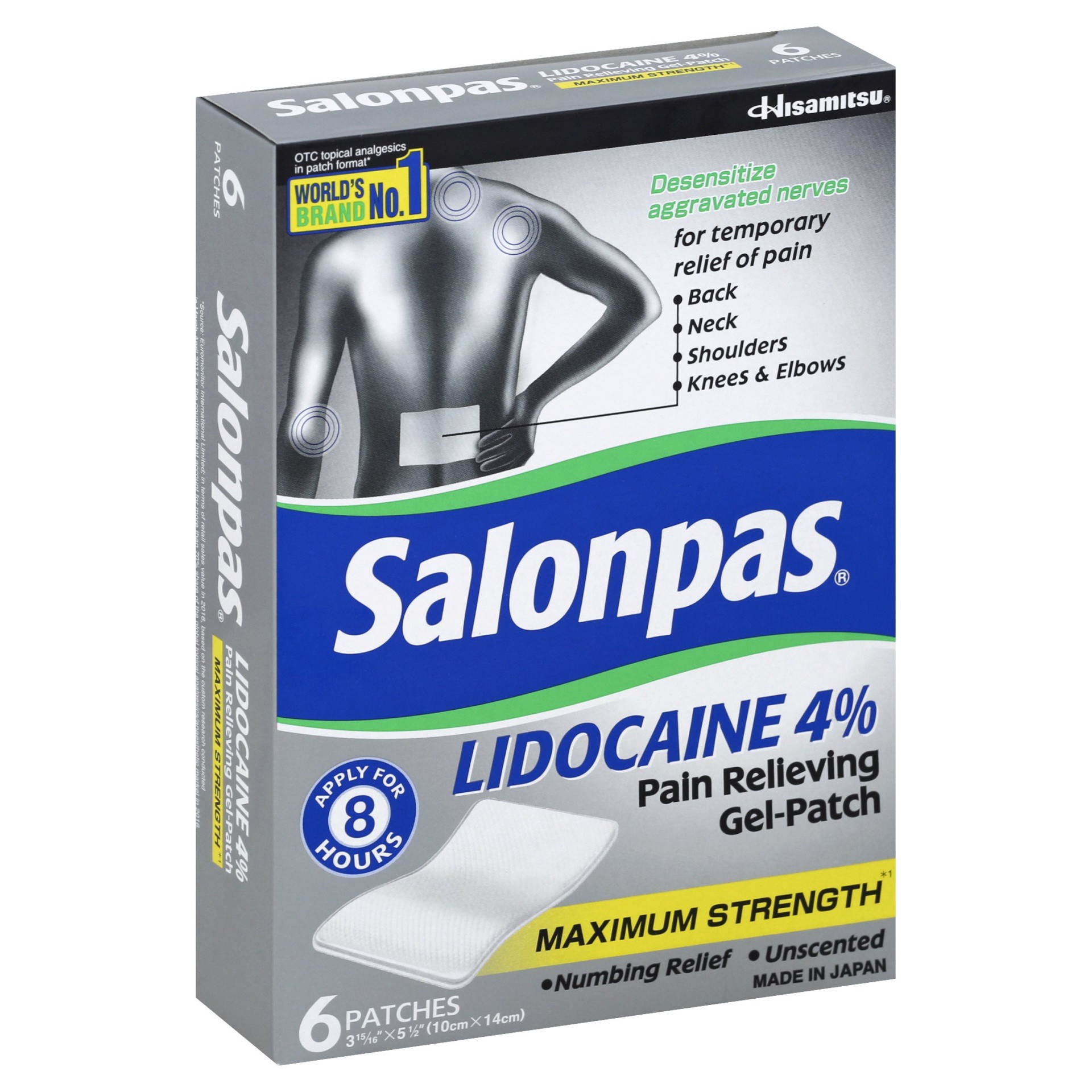 slide 1 of 3, Salonpas Lidocaine 4% Pain Relieving Gel Patch - 6ct, 6 ct