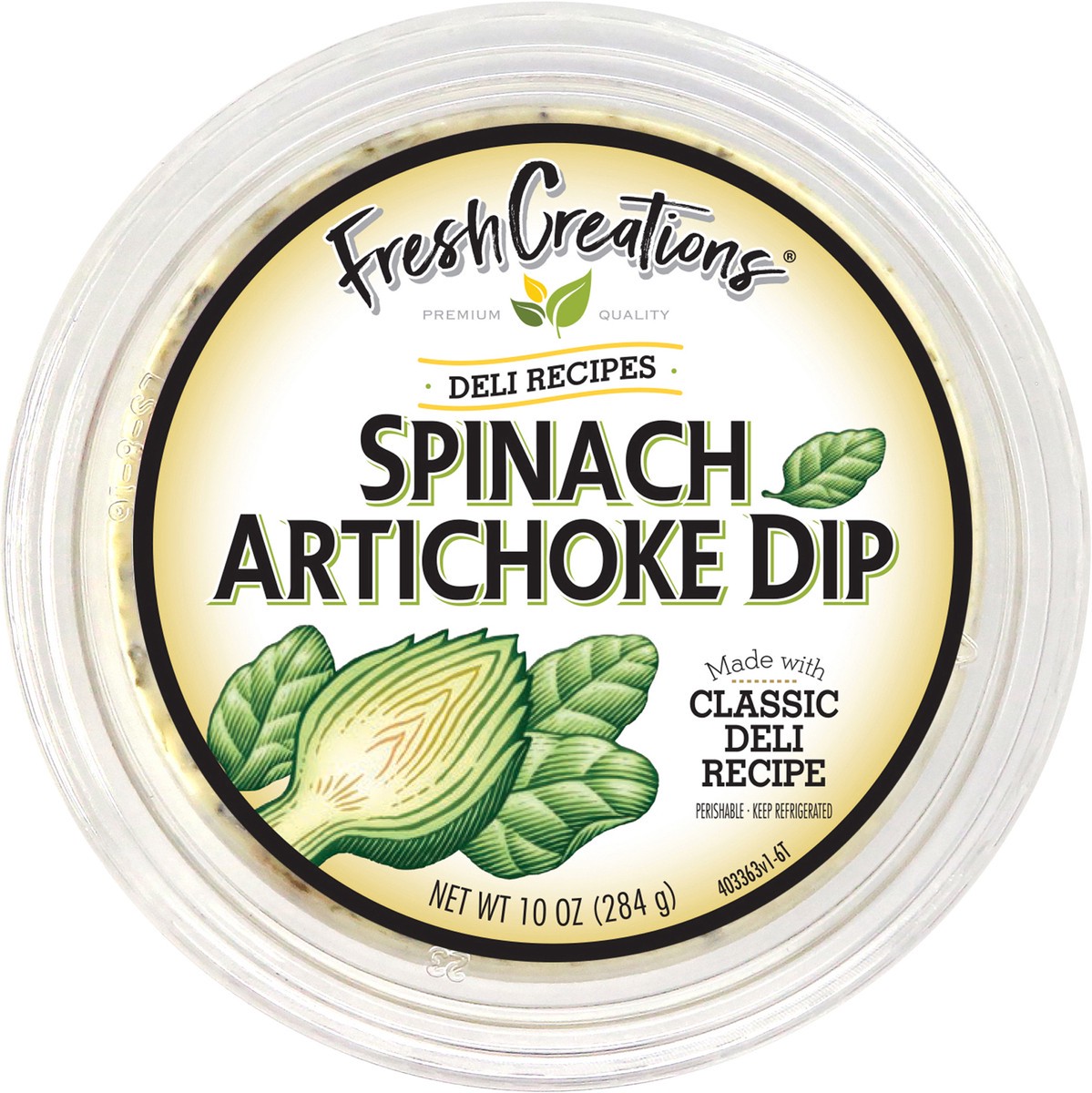 slide 4 of 13, Fresh Creations Spinach Artichoke Dip, 10 oz