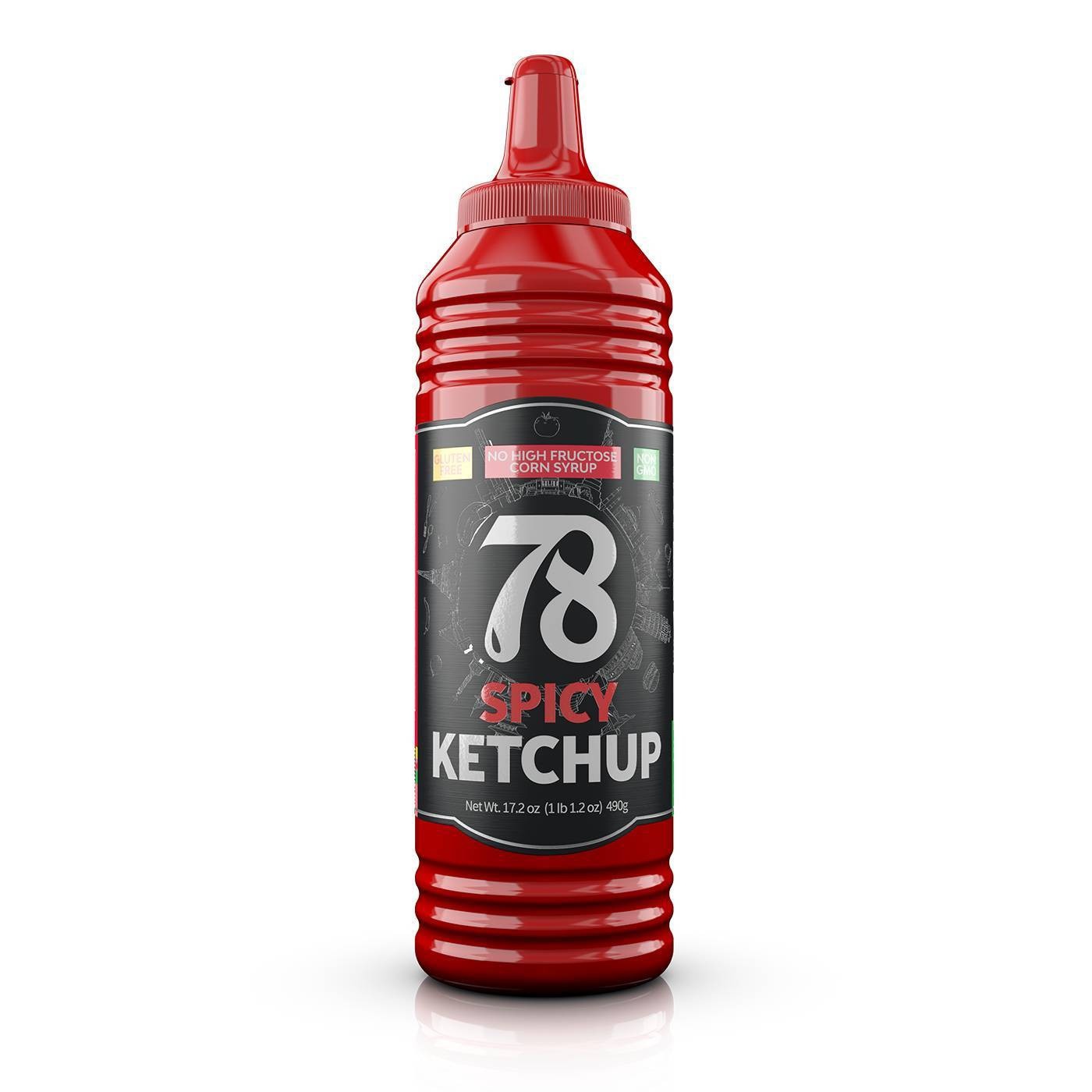 slide 1 of 1, 78 Brand Red Spicy All Natural Ketchup, 17.2 oz