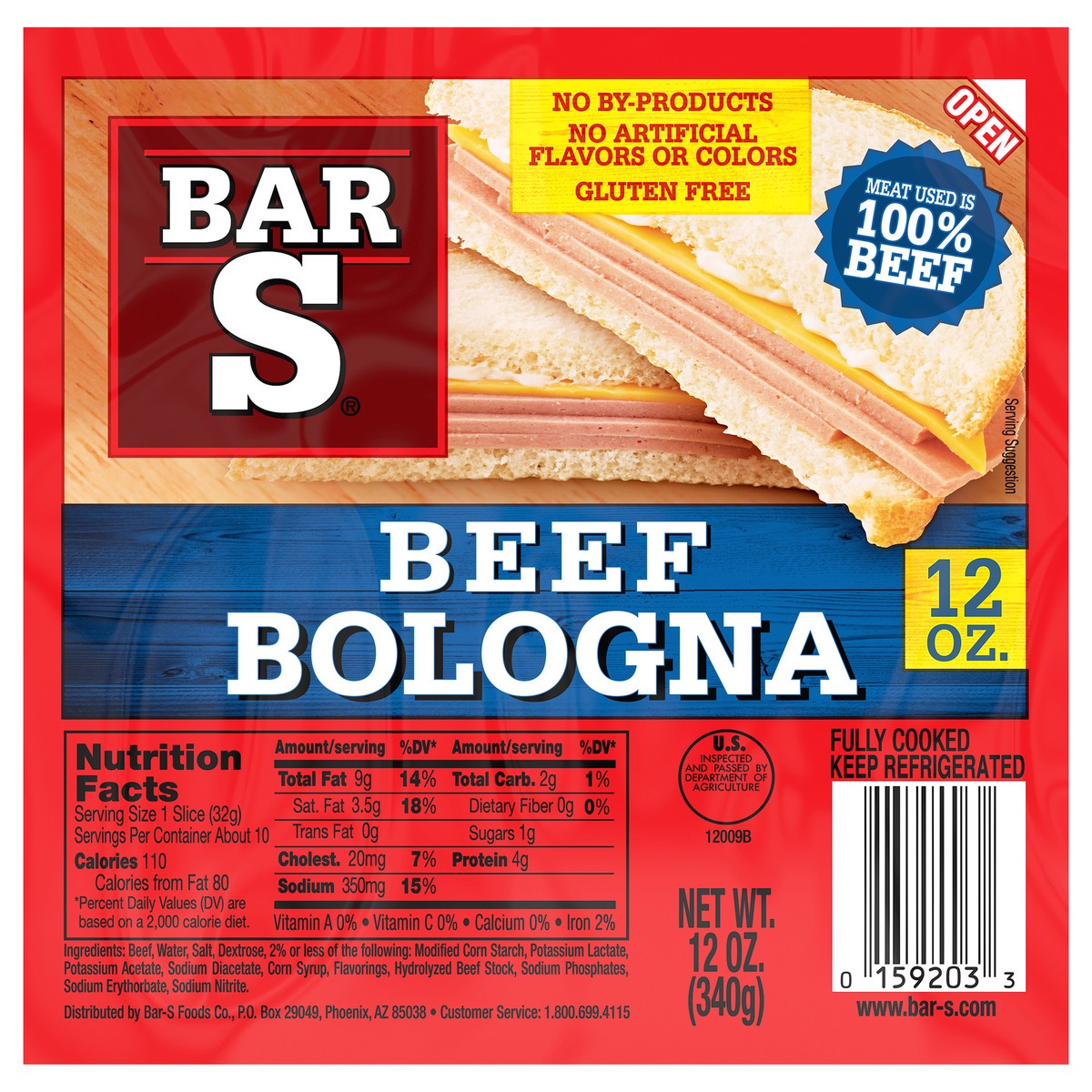 slide 9 of 13, Bar-S Beef Bologna, 12 oz