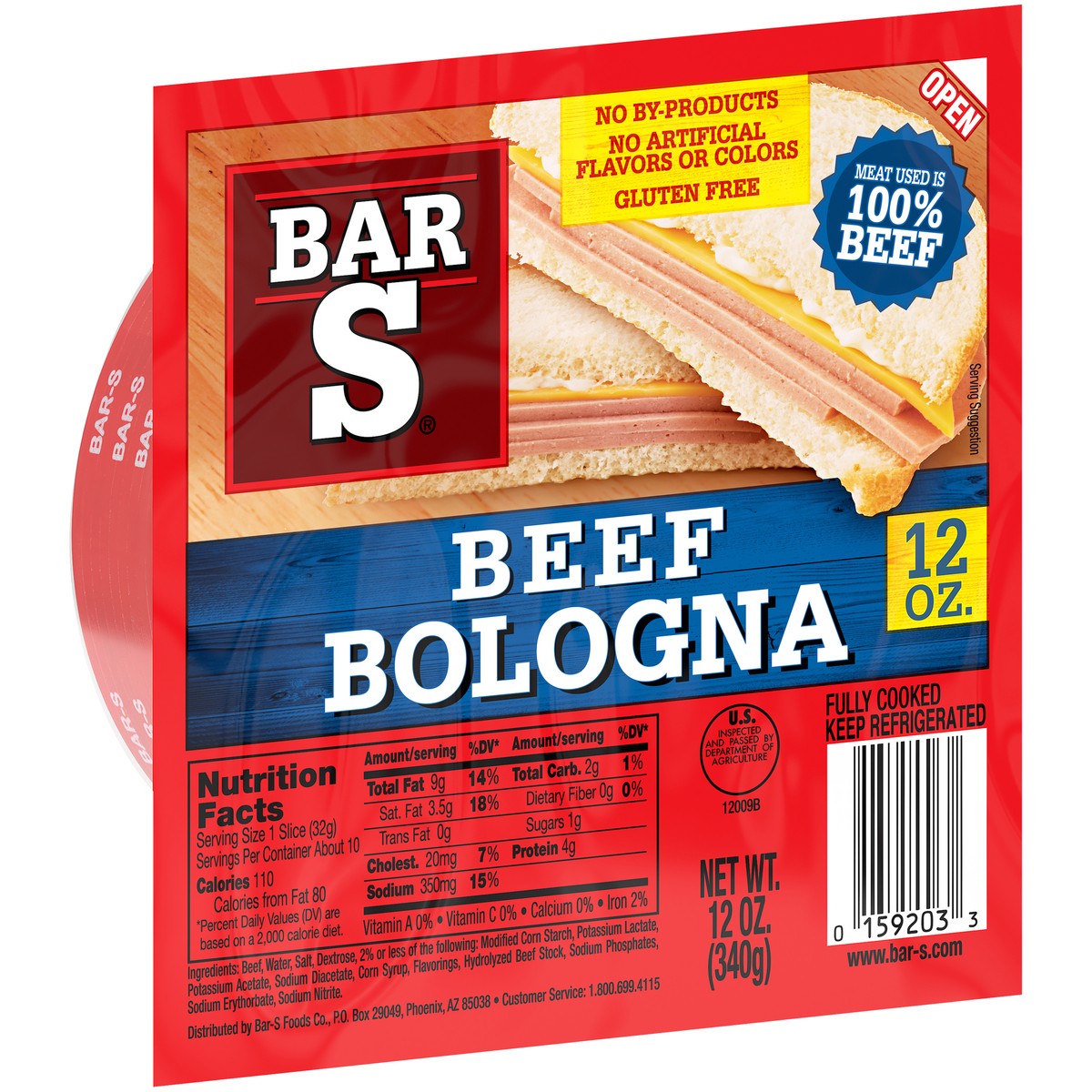 slide 10 of 13, Bar-S Beef Bologna, 12 oz
