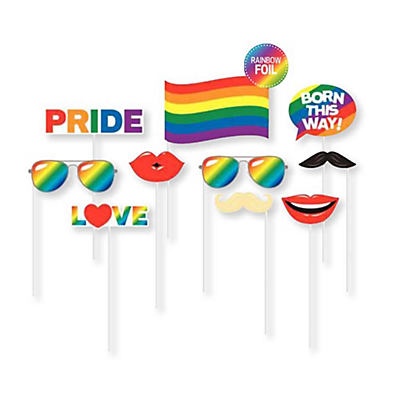 slide 1 of 1, Creative Converting Rainbow Foil Pride Photo Booth Props, 10 ct