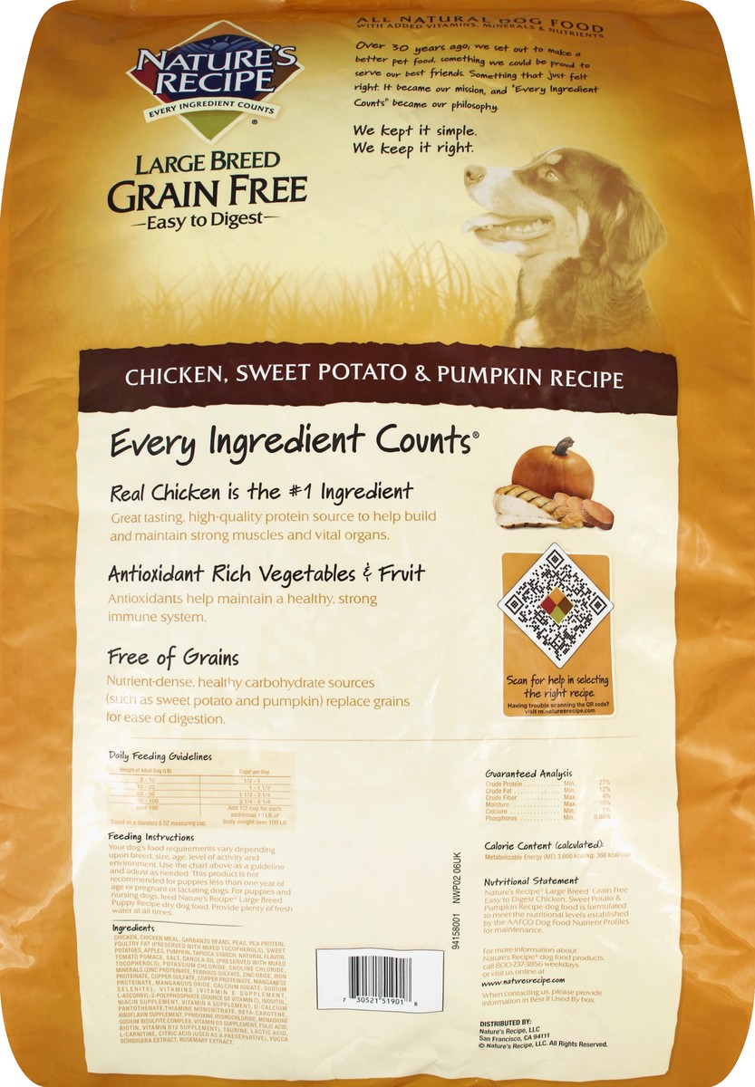 slide 5 of 6, Nature's Recipe Nature''s Recipe Grain Free Large Breed Chicken, Sweet Potato & Pumpkin Recipe Dry Dog Food, 24 lb. Bag, 24 lb