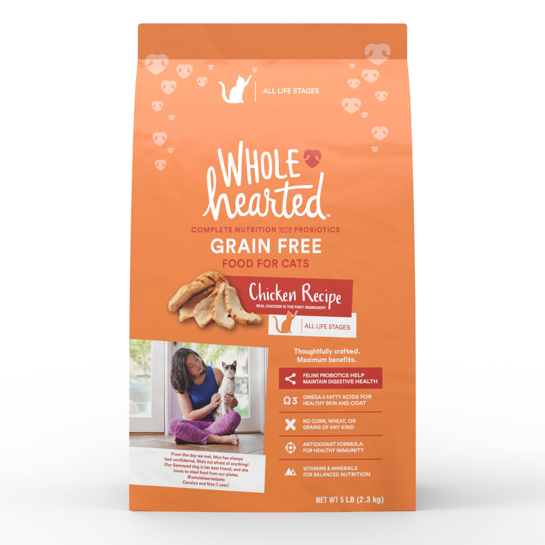 slide 1 of 1, WholeHearted Grain Free Chicken Formula Dry Cat Food, 5 lb