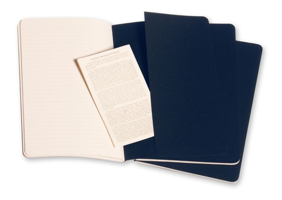 slide 4 of 5, Moleskine Cahier Journals, Faint Ruled, Indigo Blue Journals, 3 pk; 80 ct; 5 in x 8 1/4 in