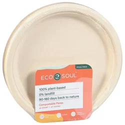 Eco Soul 10 Inches Round Compostable Plates - 20 ea