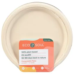 Eco Soul 10 Inches Round Compostable Plates - 20 ea
