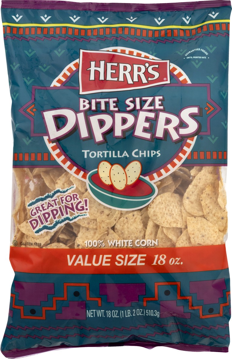 slide 5 of 9, Herr's Value Size Bite Size Gluten Free Tortilla Chips 18.0 oz, 18 oz