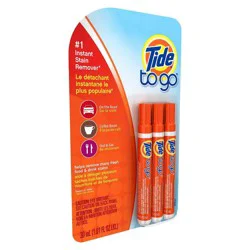 Tide Stain Remover for Clothes with 50% More Stain-Fighting Power and Faster Dry Time, Removes 100+ Stains, Tide To Go Pen, Instant Stain Remover for Clothes, Travel & Pocket Size, 3 Count (Pack of 1)