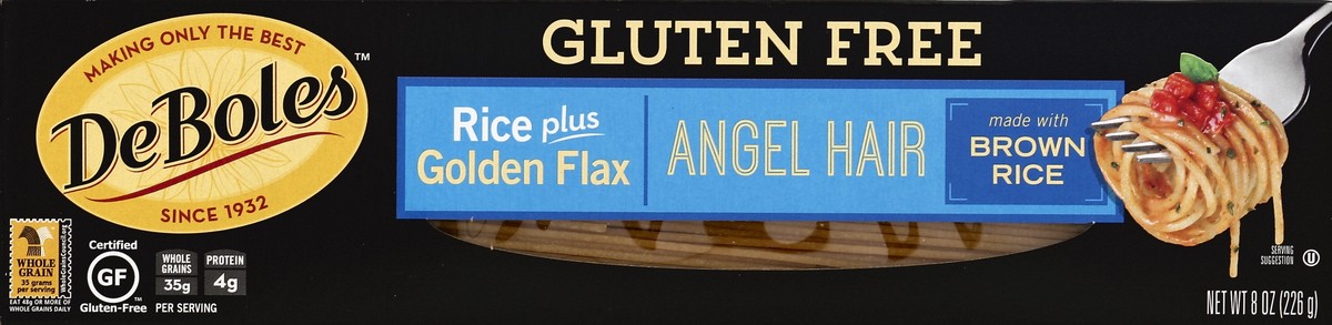 slide 5 of 6, DeBoles Gluten Free Rice Plus Golden Flax Angel Hair, 8 oz